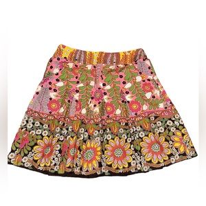 Cabi Ashbury Floral Retro Back Zip Fun Flirty  Skirt Size 8